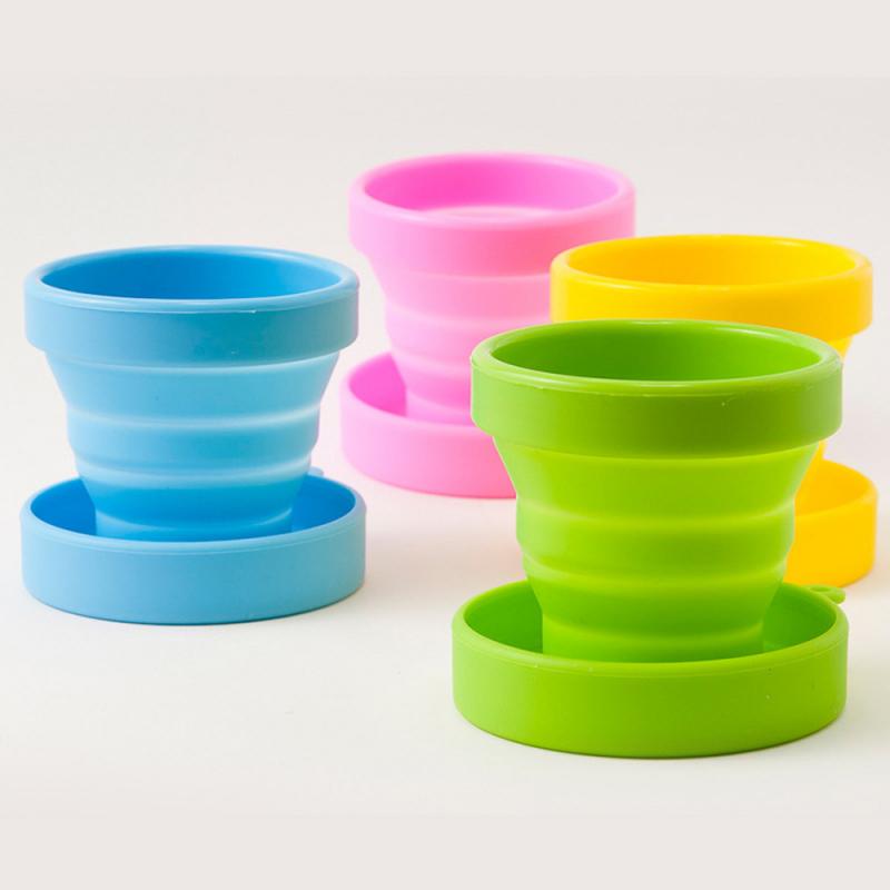 Silicone Portable Retractable Folding Cup with Lid Telescopic Collapsible Drinking Cup Travel Outdoor Camping Water Cup