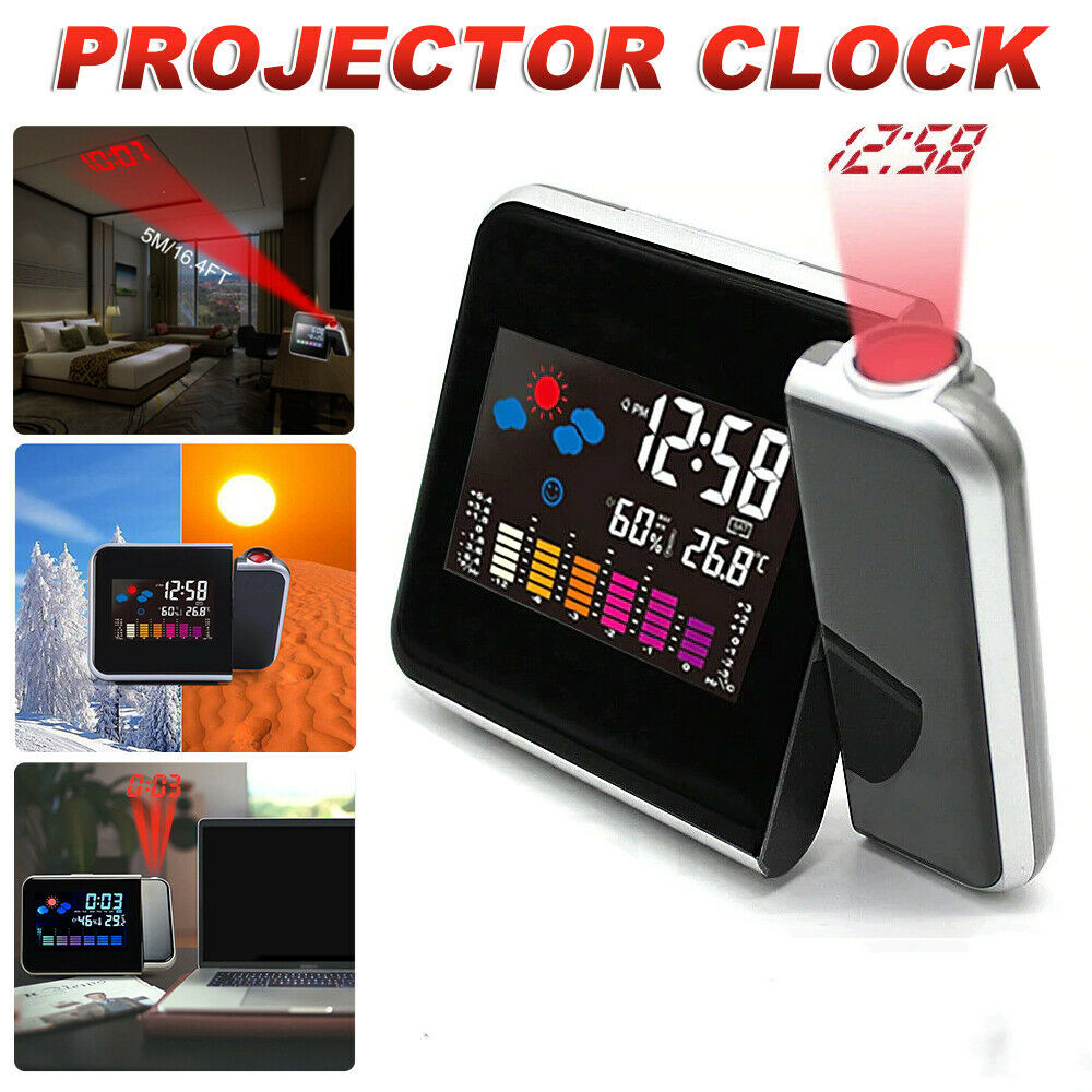 Muur Projector Led Grote Display Klok Projectie Wekker Multifunctionele Lichtgevende Voor Thuis Slaapkamer Studeren Kamer Bureau