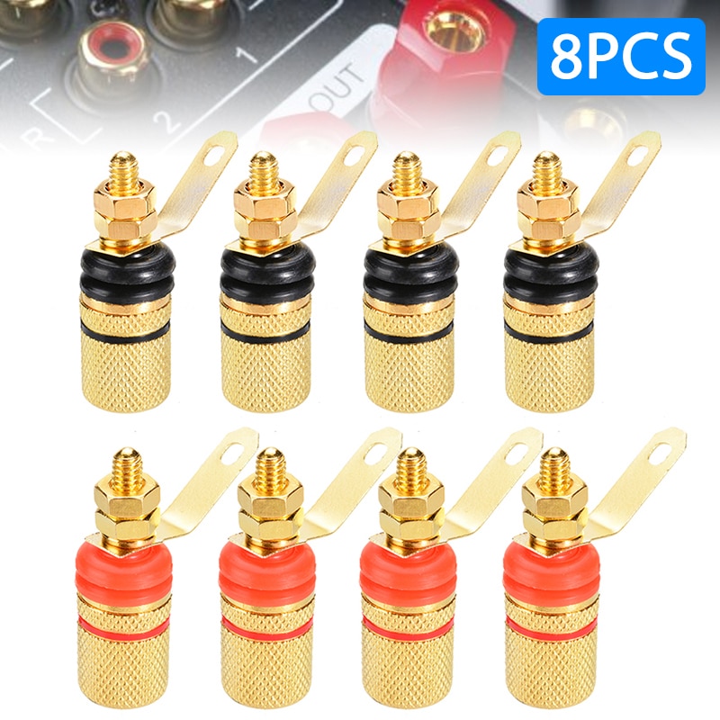 8 stuks versterker luidspreker klemmenbord connector vergulde aansluitpaal voor 4mm bananenstekker jack connectoren