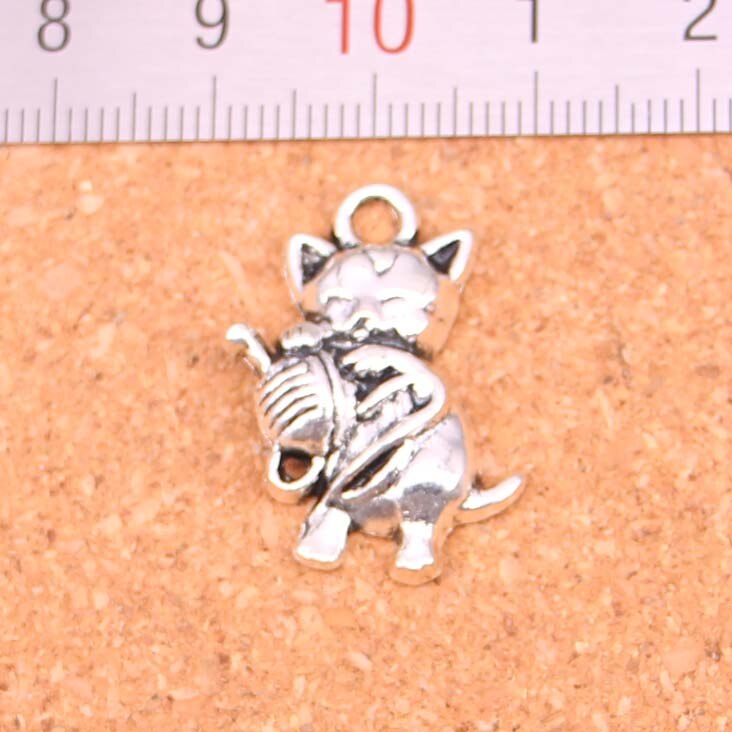 48Pcs Oud Zilver kat garen bal Charms Diy Handgemaakte Sieraden Bevindingen Accessoires 25*15mm