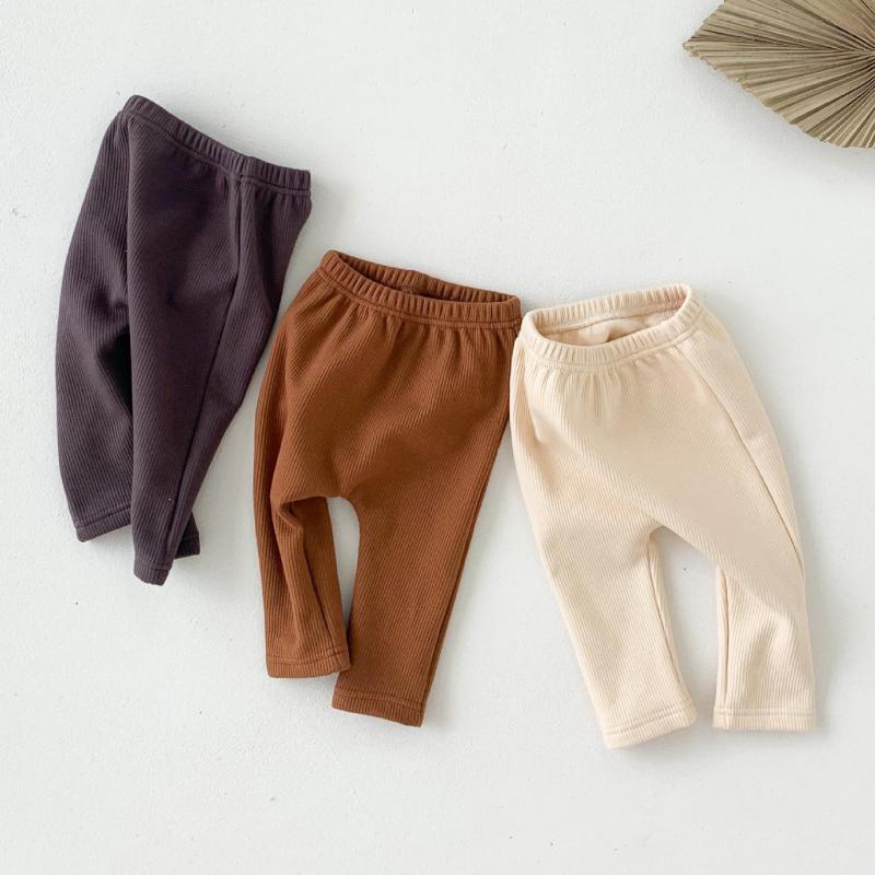 Vinter småbarn barn plus sammetsleggings ren färg bebis flickor elastiska byxor pojke pp byxa barn varma byxor