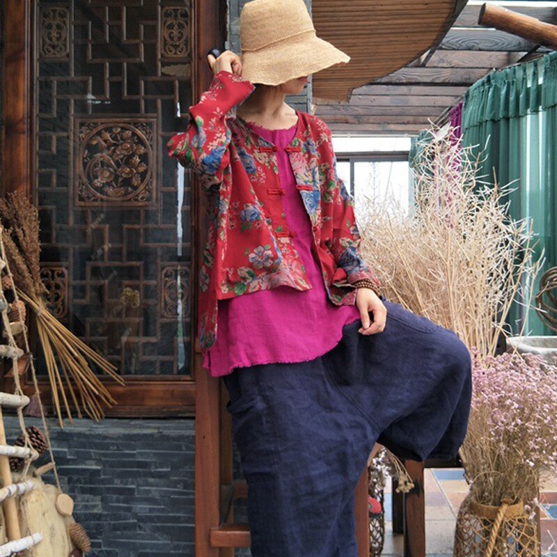 Dames V-hals Boho Linnen Shirt Blouses Boheemse Stijl Ruche Bloemen Grafisch Geborduurde Tuniek Lente Indiase Ruche Voorkant Tops voor Oudere Vrouwen Losse Fit Neck Button Down Kant, Hemelsblauw, XXL