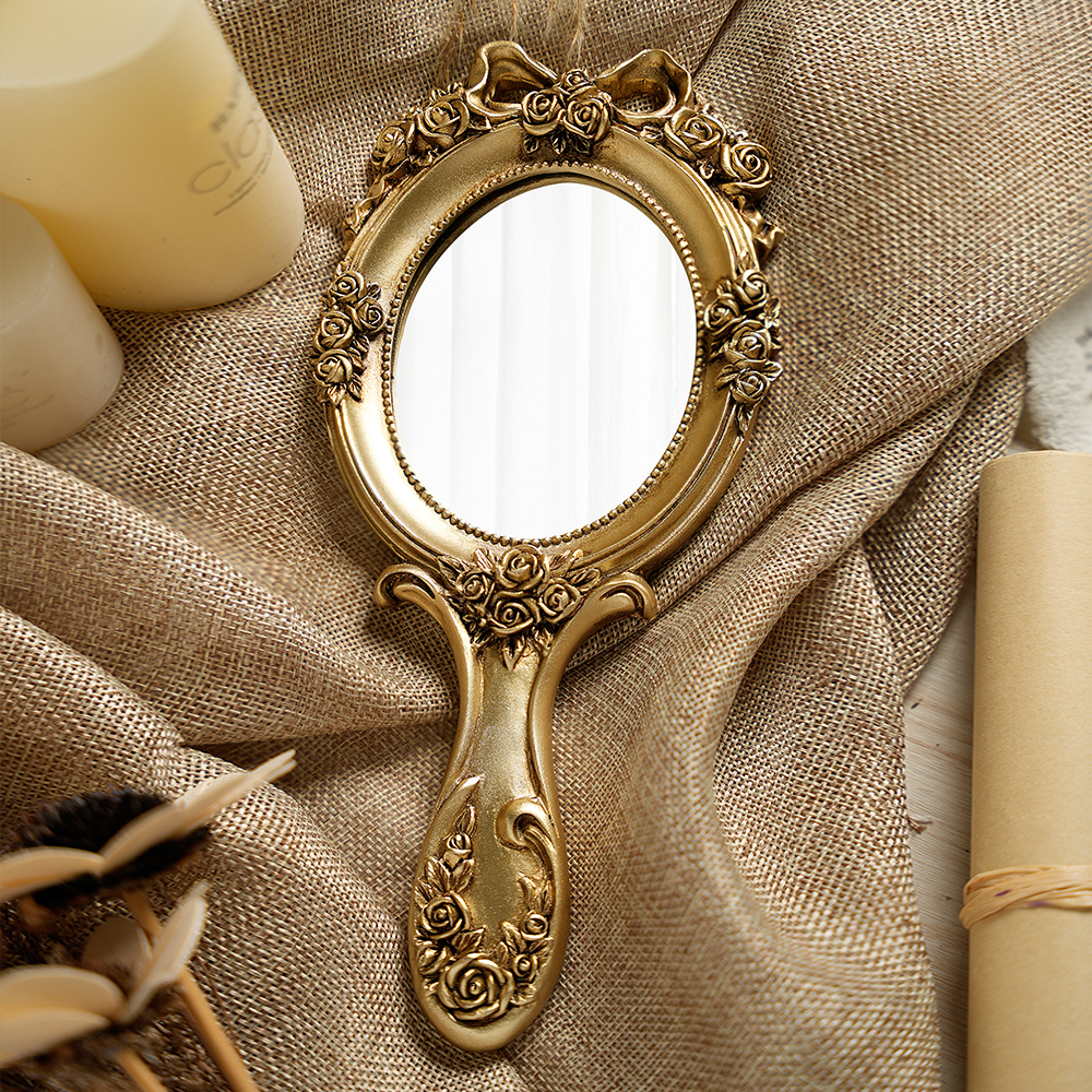 Vintage barok spejl prinsesse makeup spejl skønhedssalon spejl lolita spejl retro håndtag spejl