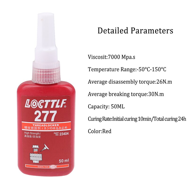 1PC 50ml Sealing Screw Glue Retainer Locking Adhesive Metal Screw Anaerobic Adhesive 243 340 Glue Locking Agent Anti-corrosion: Glue 277