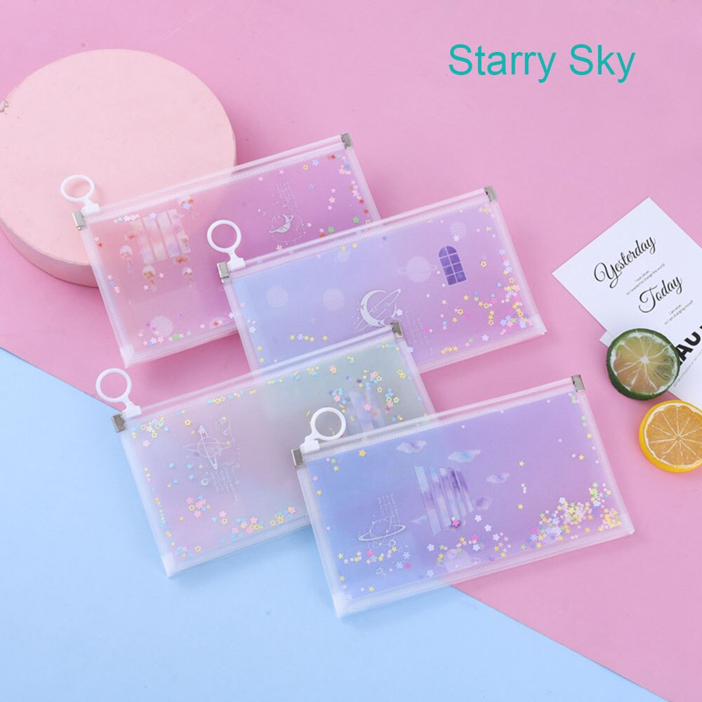 1PC Portable Transparent Anti-dust Mask Storage Bag Dustproof Pollution-Free Face Masks Container Plastic Mask Cover Bag: Starry Sky Random