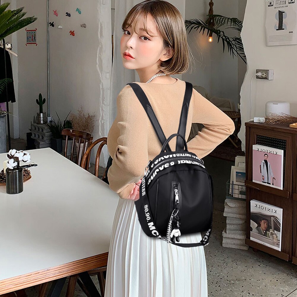 Kvindelig anti-tyveri rygsæk klassisk bjørn ornamenter oxford klud ensfarvet rygsæk rejse rygsæk taske