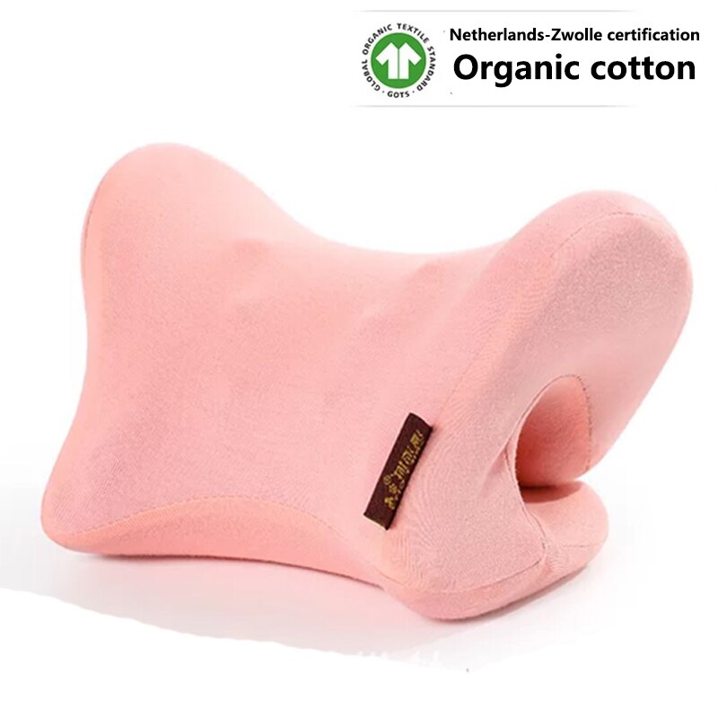 Almohada de masaje para cuello, cama ortopédica de tracción Cervical, Camilla portátil Reclinable, Shiatsu, relajación milagrosa para el dolor de hombros: Organic cotton-Pink