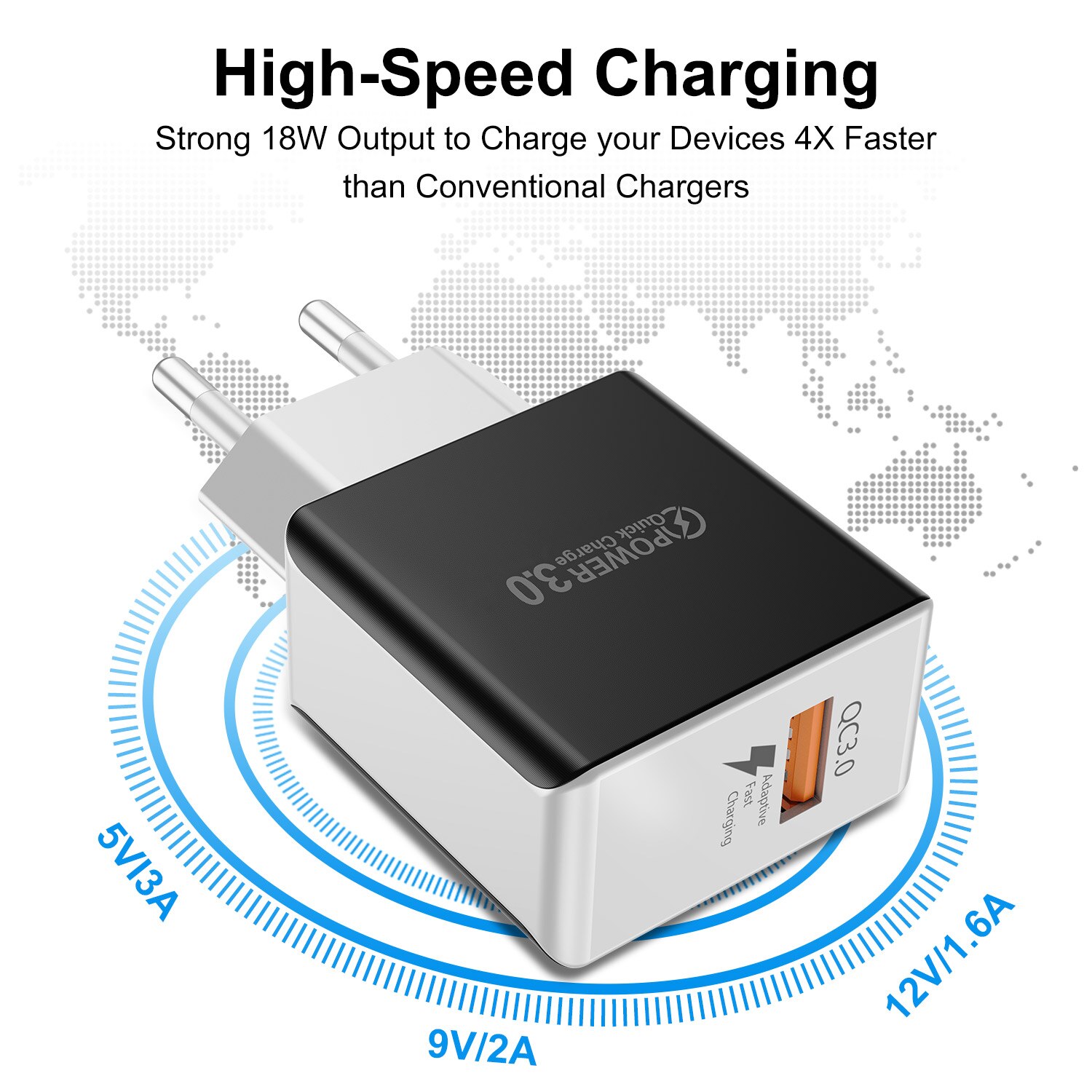 GTWIN 3A Quick Charge 3.0 USB Charger EU US Wall Mobile Phone Charger Adapter for iPhone QC3.0 Fast Charging for Samsung Xiaomi