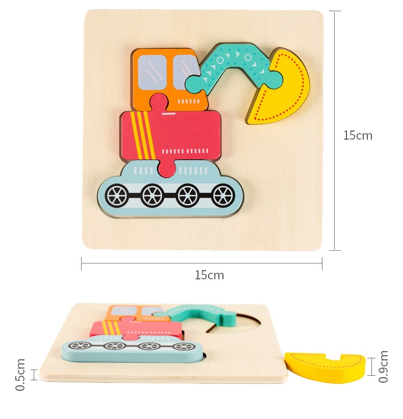 Big Wooden Puzzle Toys For Children Wood 3d Cartoon Traffic Animal Puzzles Intelligence Kids Early Educational Toys