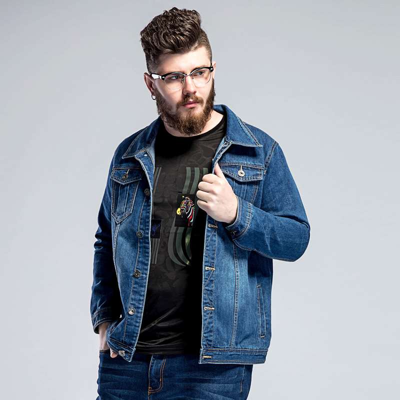 Jeansjacka herr höst vår klassisk plus storlek 7xl 6xl 5xl 4xl 8xl oversize klädstativ krage ledig jeansjacka herr