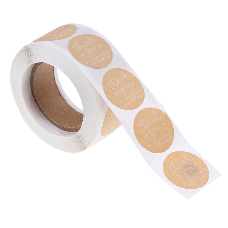 500pcs Wedding Stickers Adhesive Sticker 1Inch DIY Hand Made Handmade With Love Label Kraft Round Labels Thank You Sticker