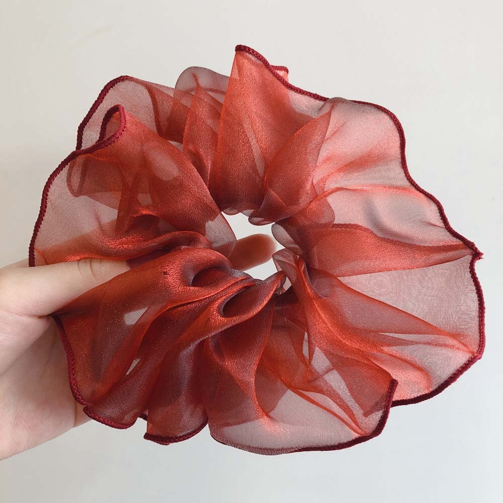 Cintas elásticas de encaje Kawaii para mujer, cintas brillantes para el pelo, coletero de malla transparente, accesorios para el cabello: red 02