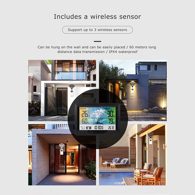 Table Clock Digital Alarm Watch Calendar Temperature Humidity Meter Wireless Sensor Wall Desk Electronic Clocks