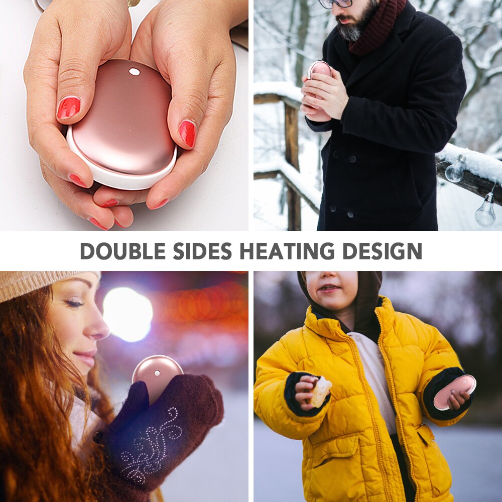 Chauffe-mains Portable 5V 5200mAh | Avec batterie externe, multifonction, poche Double latérale, chauffe-mains hiver, chargeur USB