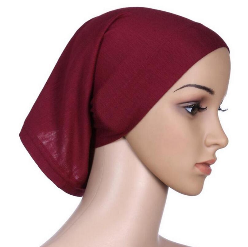 Djgrster stretchbar hijab undersjal keps sjal muslim islim halsduk inre pannband hijab polyester fiber 15 färger: Rödvin