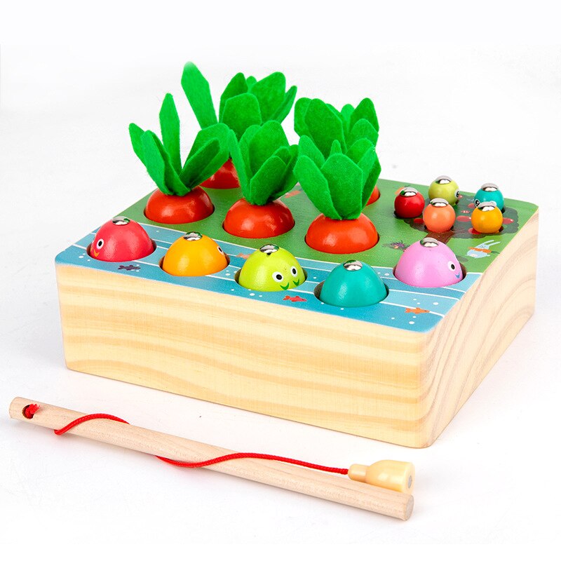 Montessori Puzzel Speelgoed 3D Cognitieve Aardbei Grijpen Vermogen Houten Speelgoed Vroege Educatief Puzzel Vangst Worm Game Baby Speelgoed: 2 in 1 WT310