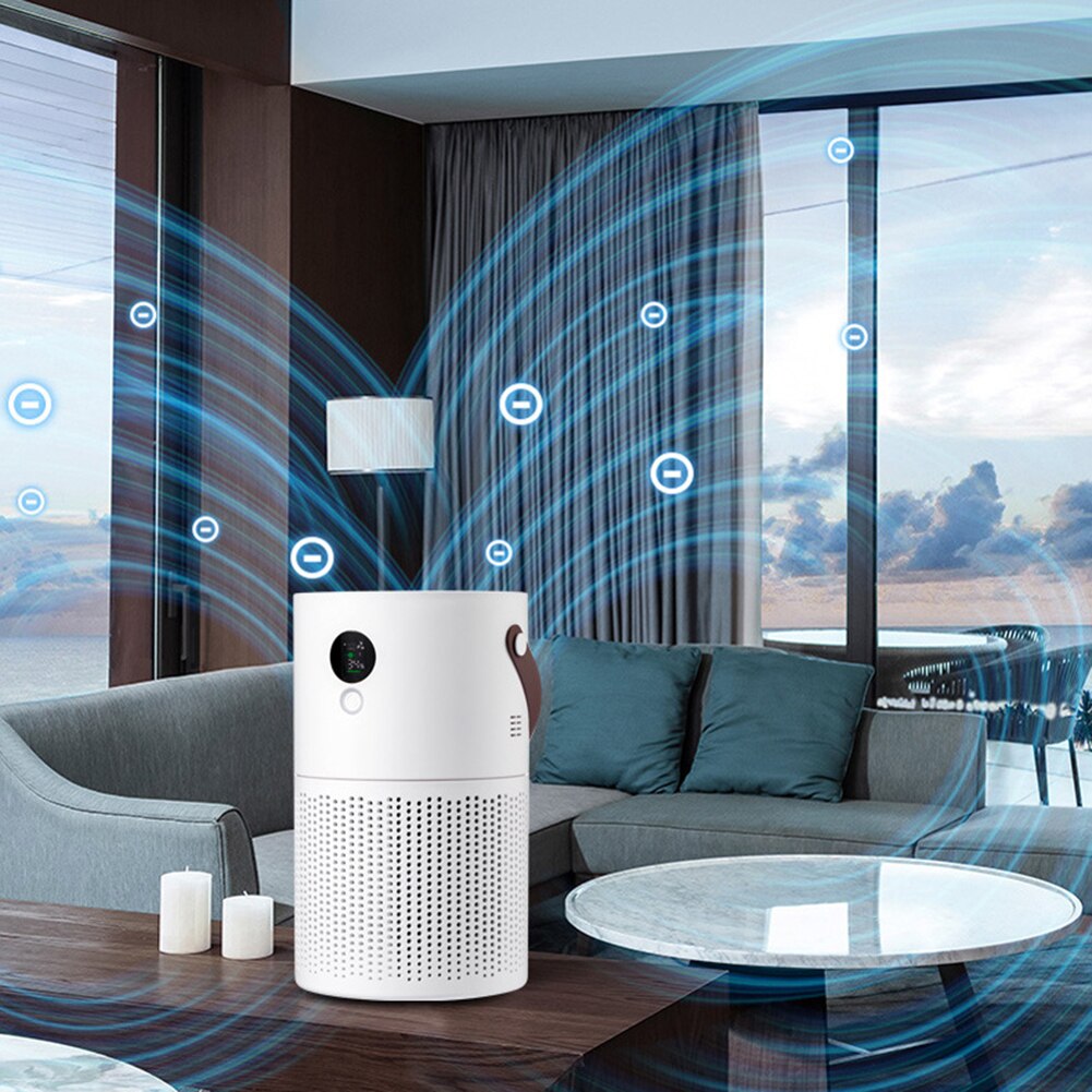 Battery Powered Mini Air Purifier for Home Office Car Portable Air Cleaner Fresher Negative Ion Generator withDisplay Screen