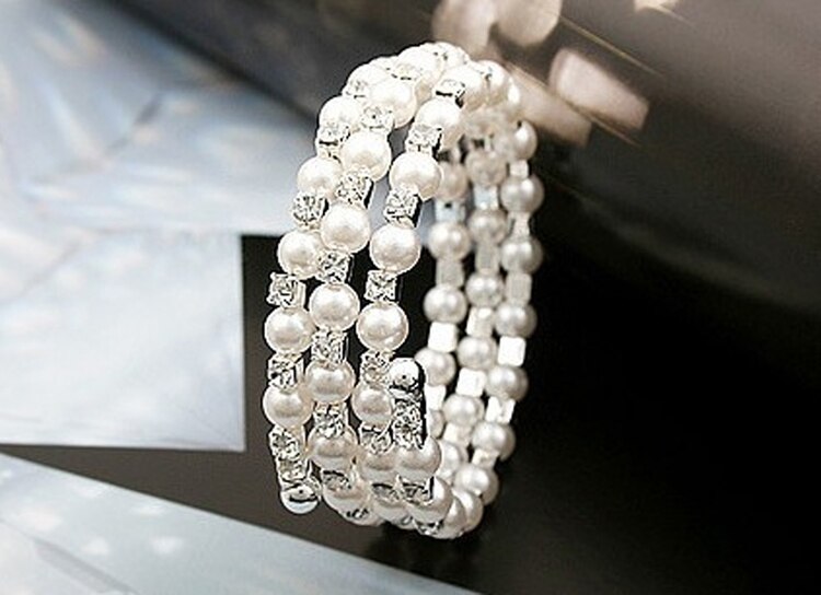 2 Styles Newly Multilayer Stretchable Trendy And Charming Simulated Pearl Woman Bracelet