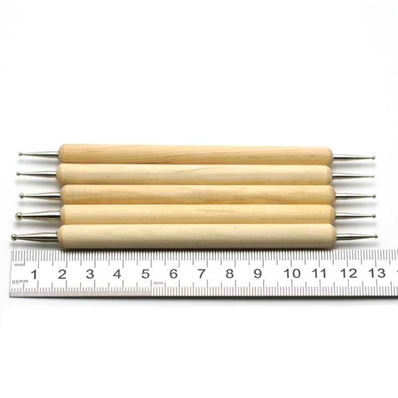 Tanduzi 5 pièces stylet à bille pâte polymère poterie céramique sculpture outils de modélisation manche en bois outils en argile pointe d'ongle stylos de forage