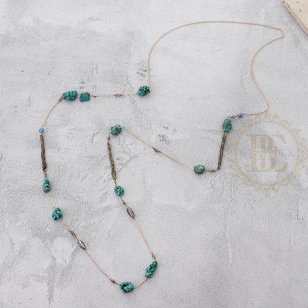 Een Mode Sieraden Halfedelstenen Synthetische Steen Hand Gekoppeld Lange Ketting-1200Mm (BE182)