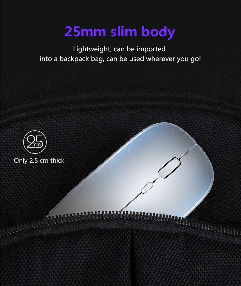 ! 2.4GHz Wireless Ultra Slim Optical Mouse USB Rechargeable For PC Laptop 1600DPI Right Mouse TXTB1