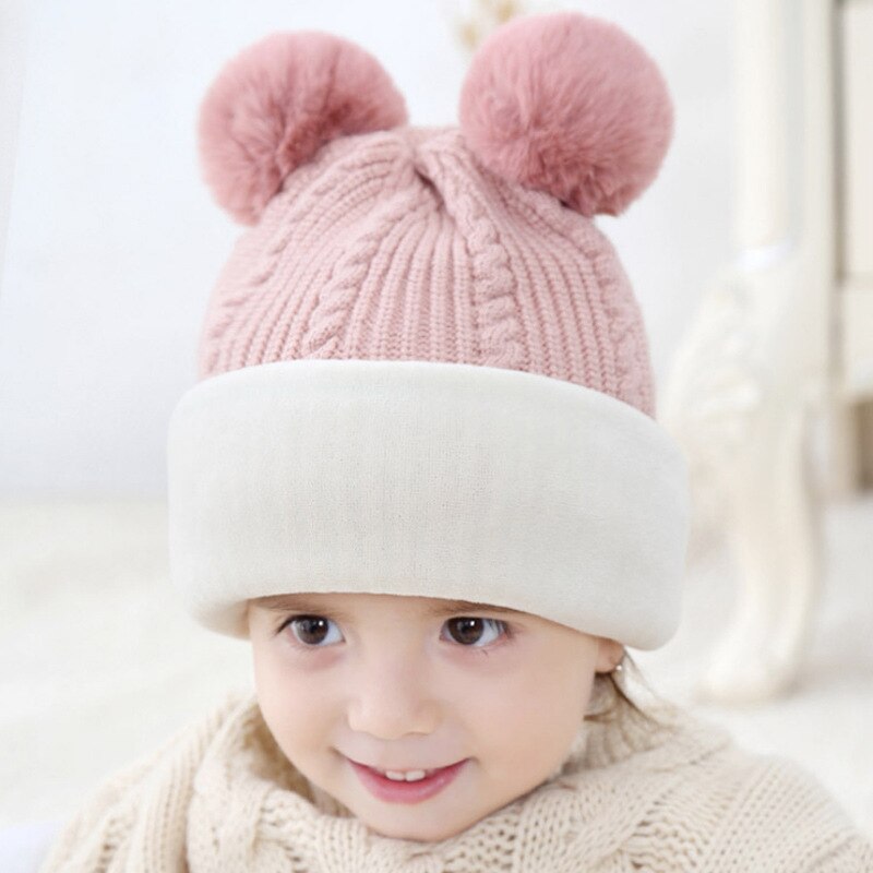 Tyttöjen pipo hatut neulotut lämpimät fleece lippalakit lapsille taapero vauva tytöt syksy talvi 2- vuotias  to 5 -vuotias - 6 -vuotias