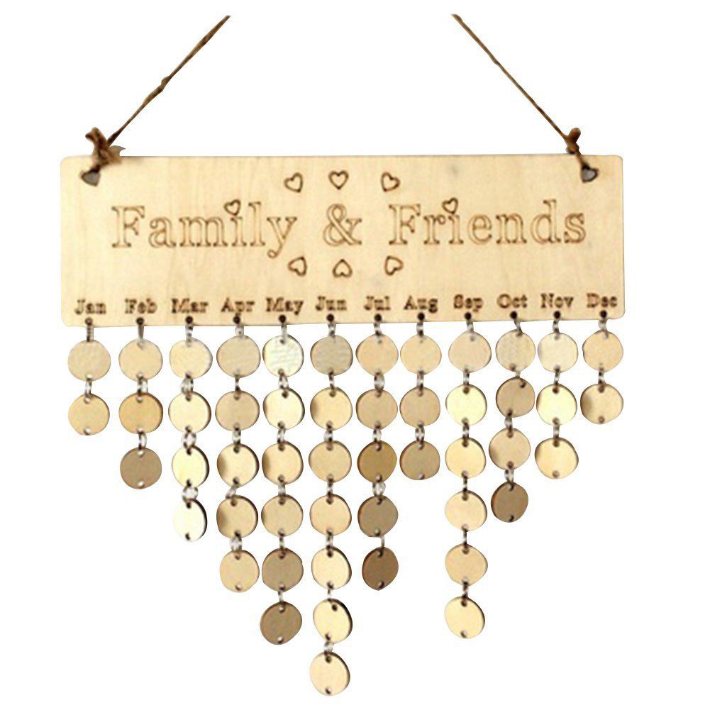 Tablero de recordatorio de cumpleaños DIY de madera para familia y amigos, calendario de Evento de madera para manualidades perpetuas, calendario colgante