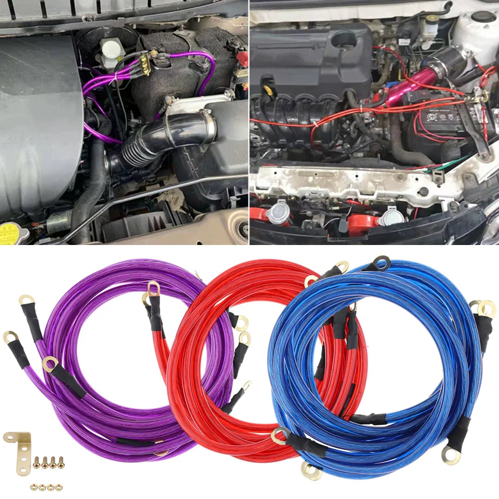 Universal Car Earth Ground Cables 5 Point Grounding Wire Kit High Performance Improve Power Auto Grounding Wire Cable Kit Parts