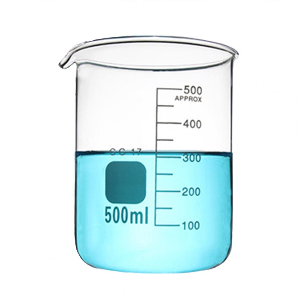 Transparent Heat Resistant Glass Beaker Scale Thicken Measuring Cup for Lab: 500ml