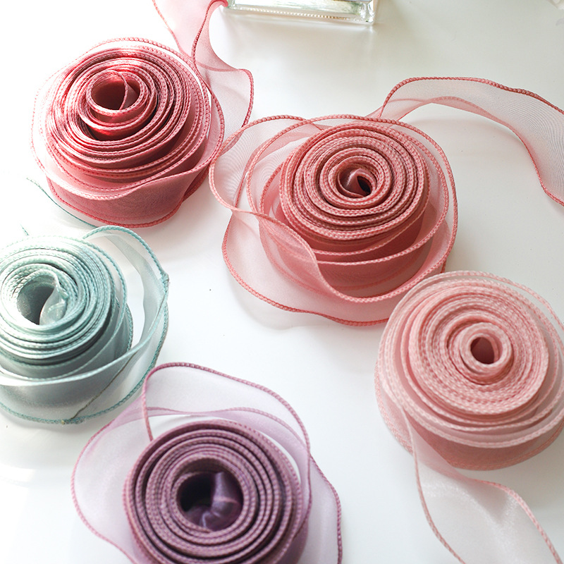 10Yards/Roll Chiffon Silk Ribbon Organza Satin For DIY Craft Wrapping Decoration Wedding Bouquets Wreath Sewing Supplies