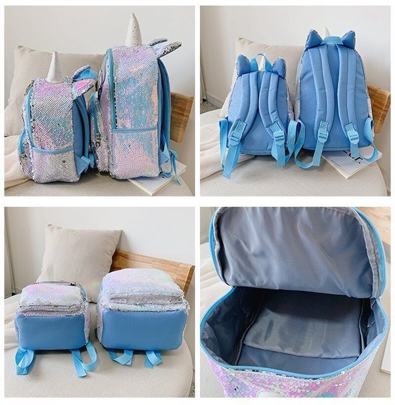 Eenhoorn pailletten schooltas veelkleurige kinderschooltassen voor meisjes rugzak mochila escolar boeken schooltas voor tieners student