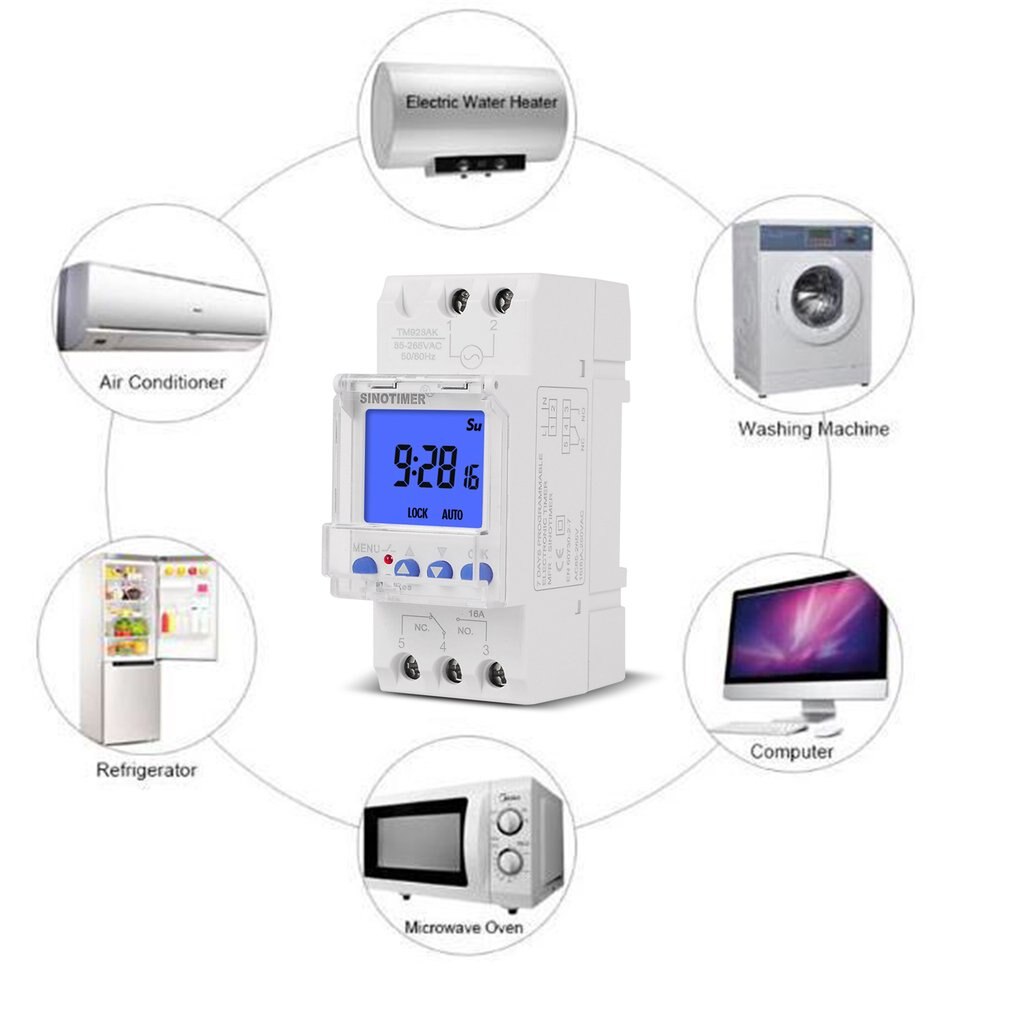 24hrs digital analógico intervalo de tempo 15 minutos com 96 de ligar/desligar cada dia ferroviário temporizador luminoso grande tela display 85-265v