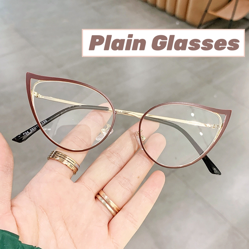 Lunettes optiques décoratives en métal, à la , personnalité creuse, œil de chat, Anti-bleu, Ultra légères, unisexe