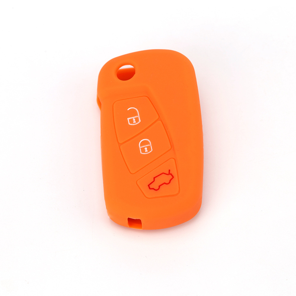 3 Buttons Silicone Car Key Case for Ford KA MK2 Aftermarket Folding Keychain Holder Remote Control Fob Protector Cover: Orange