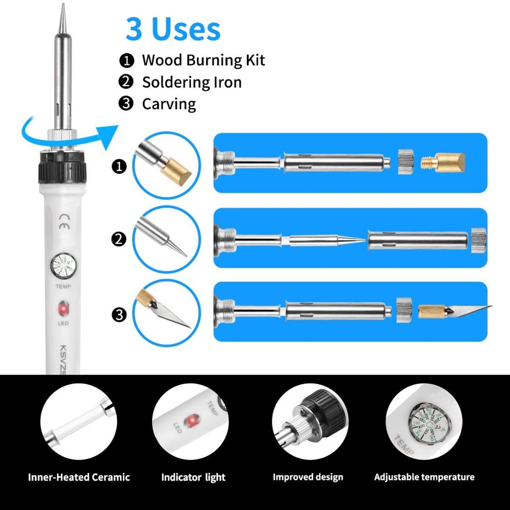 51 pieces of DIY wood-burning tool set thermostat electric soldering iron suitable for engraving/heat transfer/embossing/leather