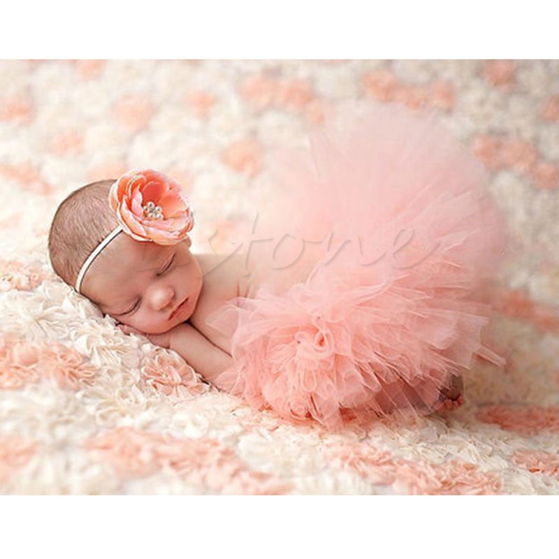 Sødt barn nyfødt baby pige tutu nederdel & pandebånd foto prop kostume outfit