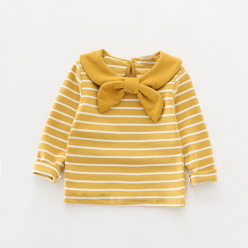 Camiseta a rayas para bebés, camisetas de algodón a la para niñas, camisetas de primavera y otoño , ropa para niños, disfraces de otoño, camiseta para niñas: Amarillo / 18 meses