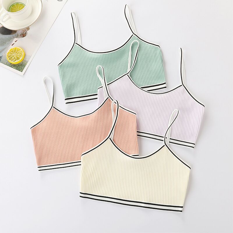 6 Teil/los Teenager Mädchen Schlinge Schulungen Bh Weiche Baumwolle Nette Bralette BüGel Freies Unterwäsche für Pubertät Mädchen 8-12Y