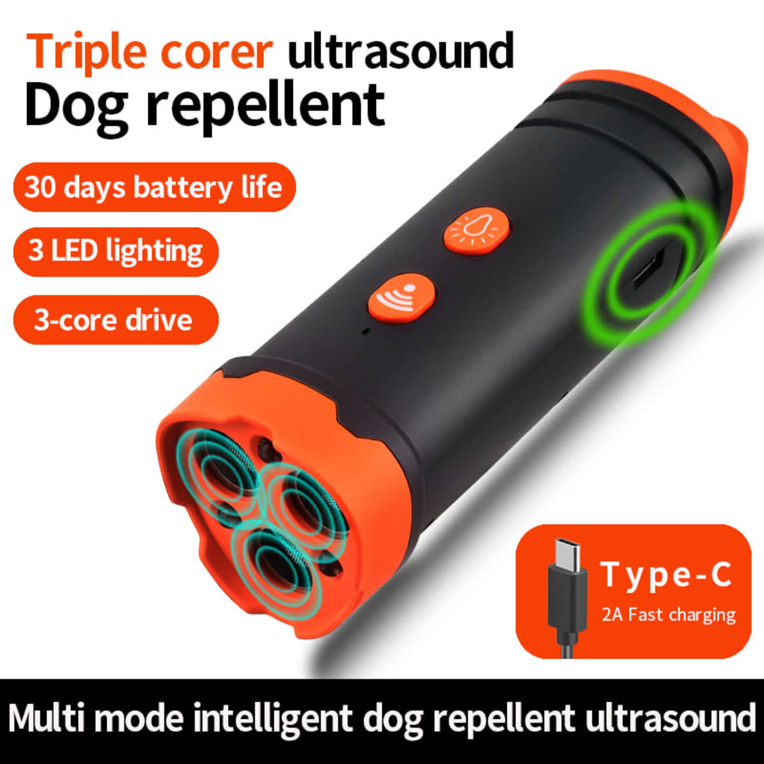 Ultrasonic Dog Bark Deterrent Device Stops Bad Behavior, Anti Barking Barking Silencer Long-Range Indoor Outdoor