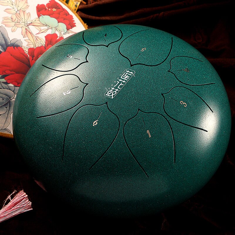 Hluru TL08-08 drum F tone Lavender mini hanpan pentatonic musical instrument steel tongue drum tank drum percussion instrument: Malachite