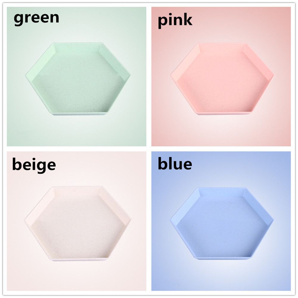 Hexagon Party Dessert Tray Snacks Wheat Straw Thicken Trays Fruit Plate Multifunctional Kitchen Accessories Dishes