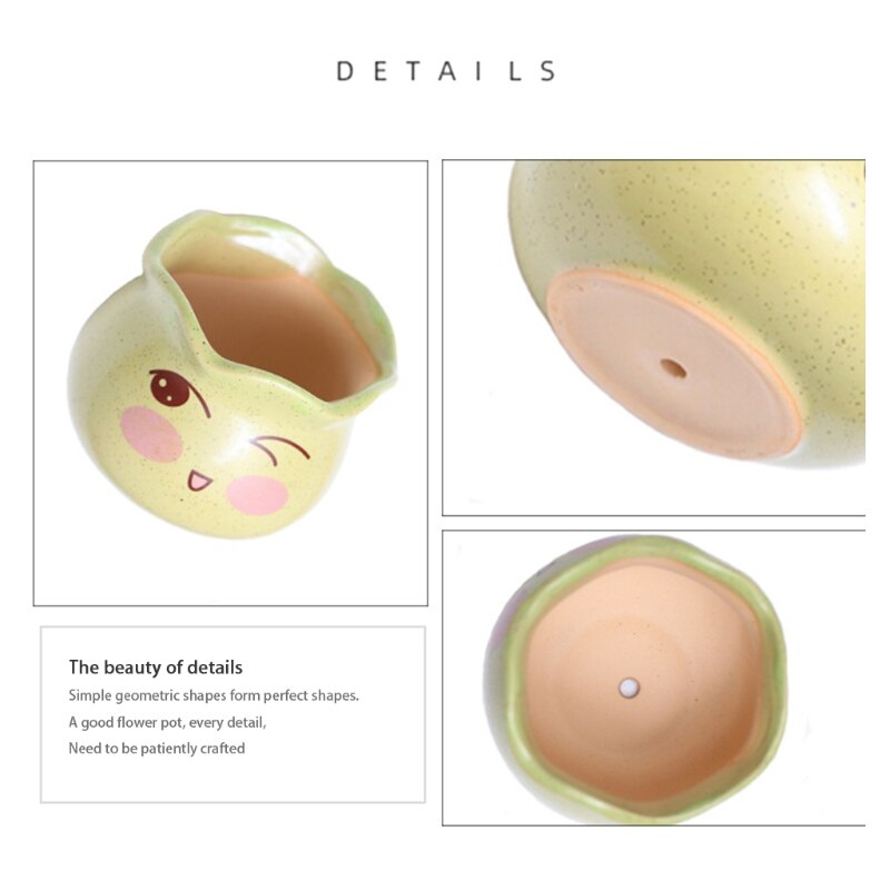 4 Pcs Cute Expression Ceramic Flower Pot Minimalist Succulent Vase for Indoor Plants Water Absorption Flowerpot Plants