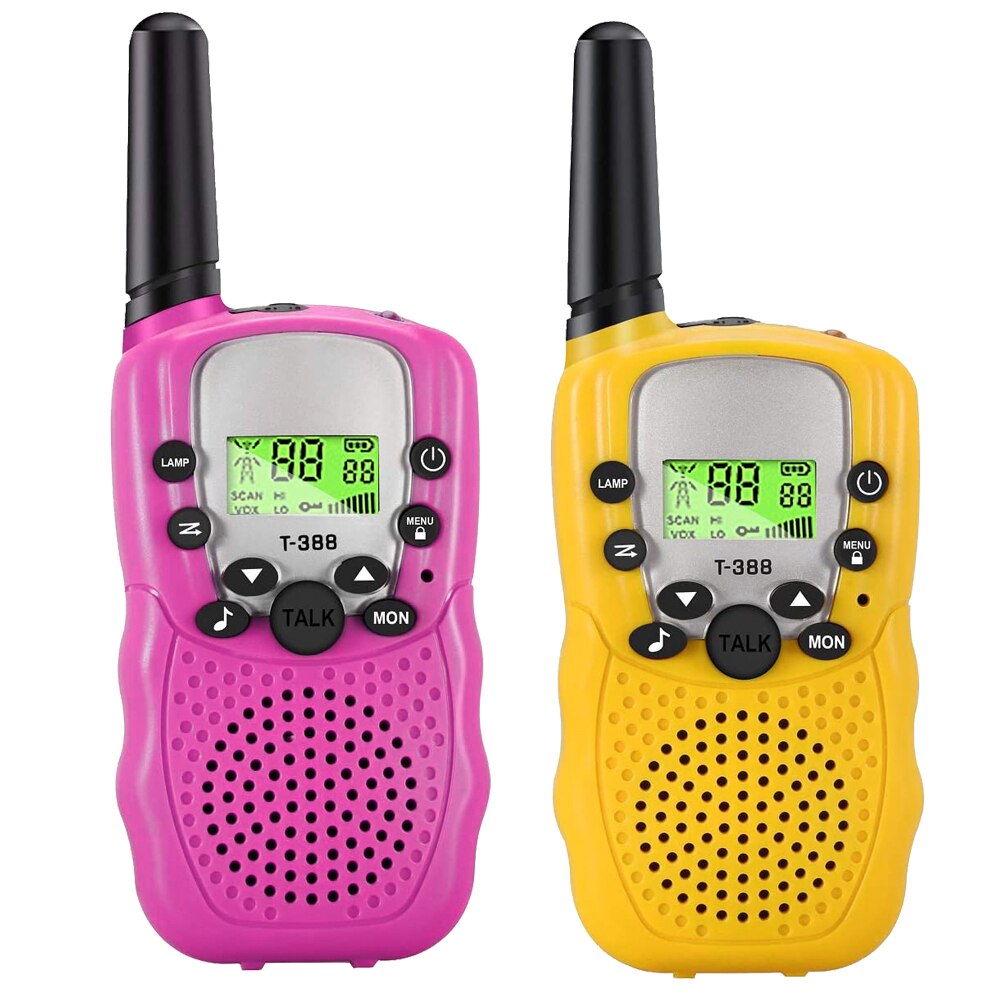 2/3 Pack Kids Walkie Talkies 3km Range 22 Channels 2 Way hand-free interphone Mini Two-Way Radio Station Family Camping: Pink yellow