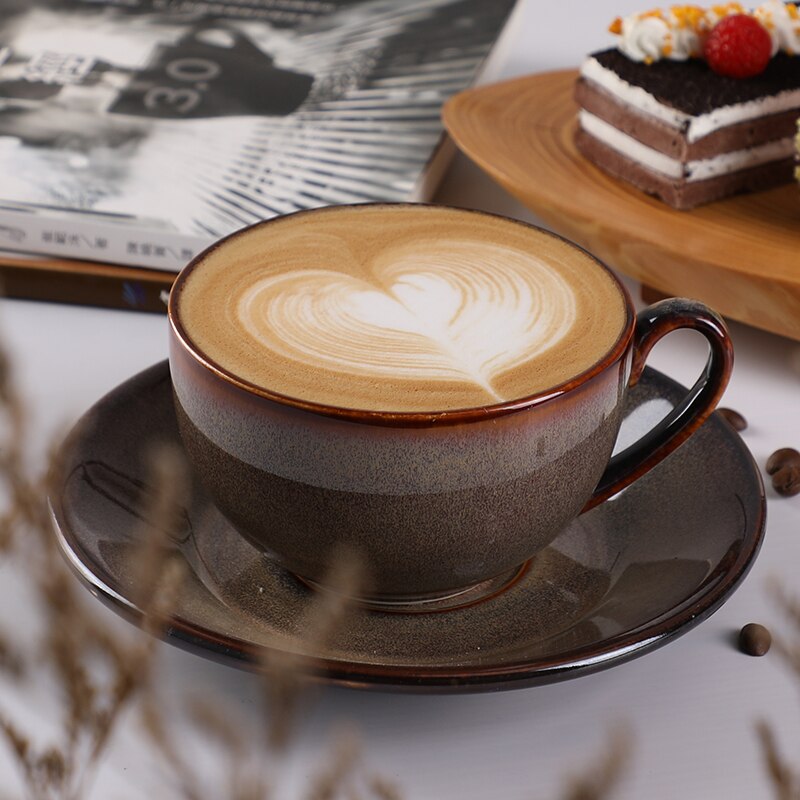 European Style Glaze Starry Sky Ceramic Coffee Cup Cappuccino Latte Fancy Coffee Garland Cup and Saucer Set