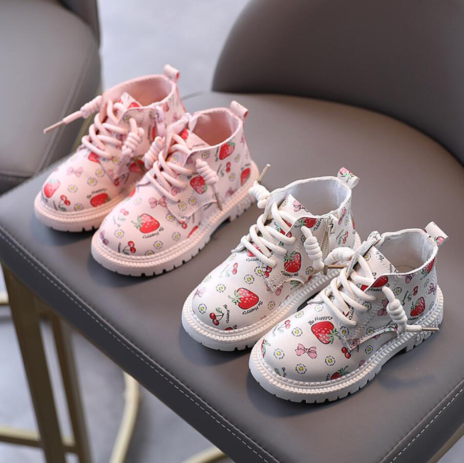 Meisjes martin laarzen herfst leren jongens korte laarzen enkel waterdicht kinderen schattige sneeuwlaarzen kinderschoenen