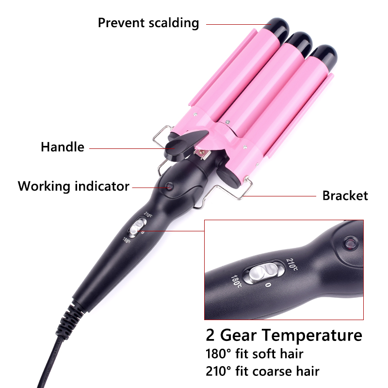 Plancha rizadora de pelo , rizador de pelo de triple barril de cerámica, herramientas de estilismo, ondulador de pelo