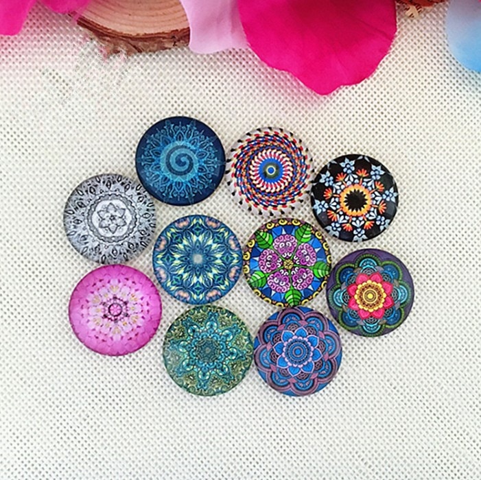 Mozaika szklana okrągła Flatback szklana kopuła Cabochons klejnoty tworzenia biżuterii rzemiosła Scrapbooking (wzór kalejdoskop)