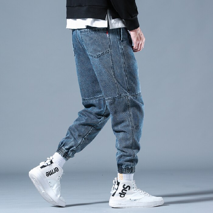 D.S Borduren mannen Cargo Broek Losse Katoenen High Street enkellange Kleine Voet Potlood Broek Mannelijke Herfst broek 28-42: Blauw / 33