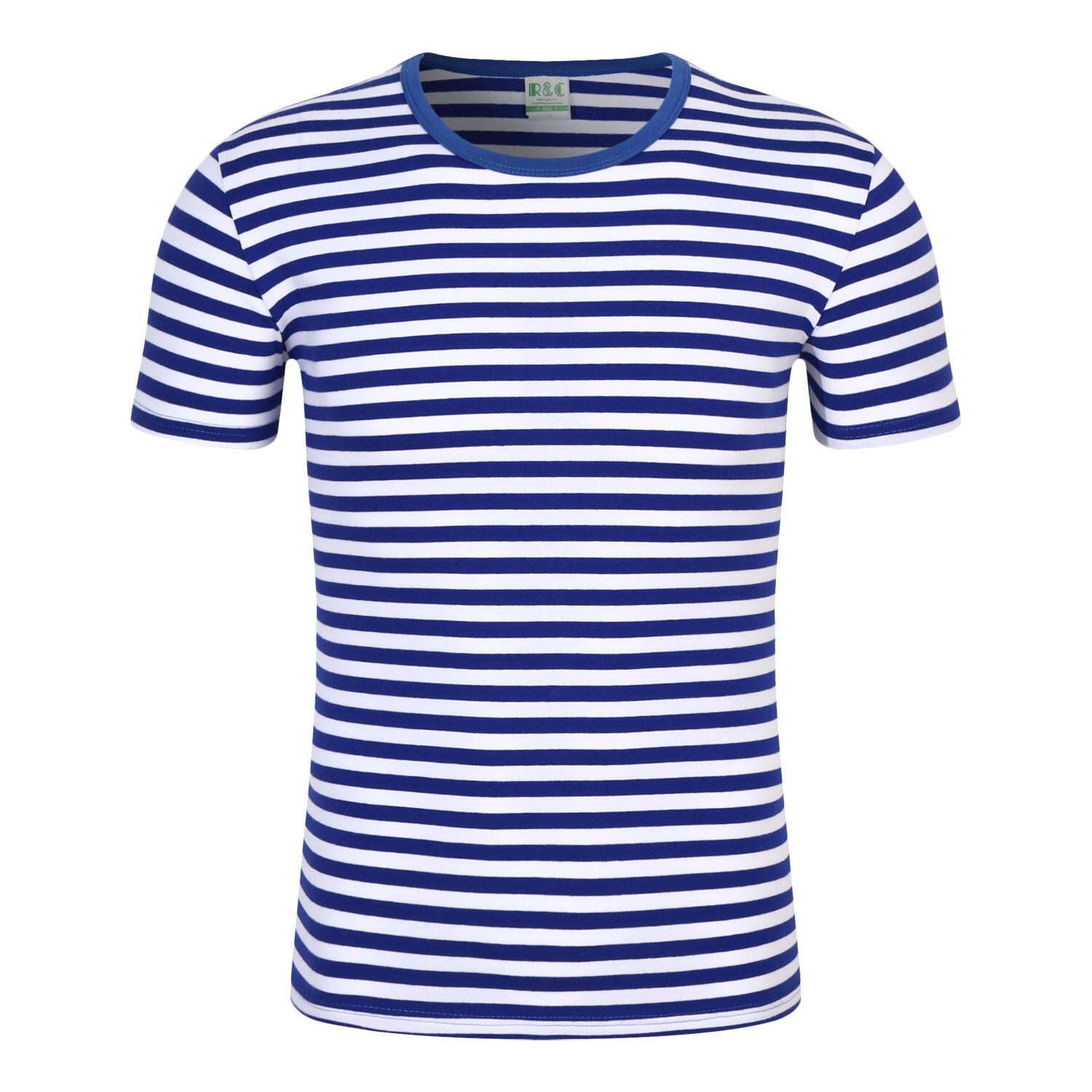 Camisetas elásticas de secado rápido para hombres, camisa de algodón y LICRA, deportiva, a rayas, Tenis: Azul / XXL