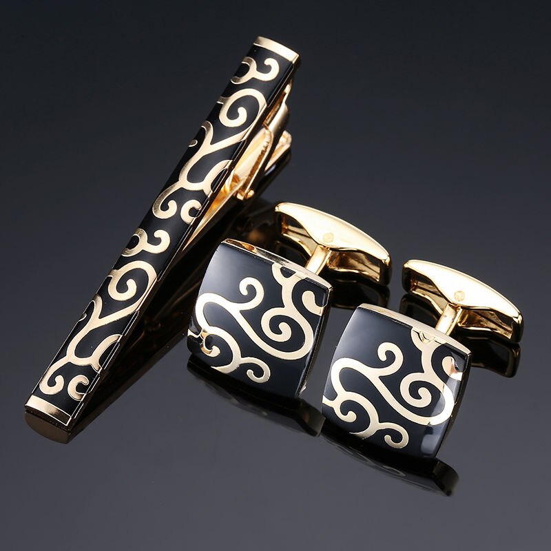 Novelty Cuff links necktie clip for tie pin for men's Hand engraving tie bars cufflinks tie clip set Jewelry: 17